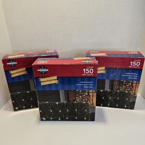 3 Boxes December Home 150 Clear Net Lights Christmas Indoor Outdoor 24 Sq Ft Box